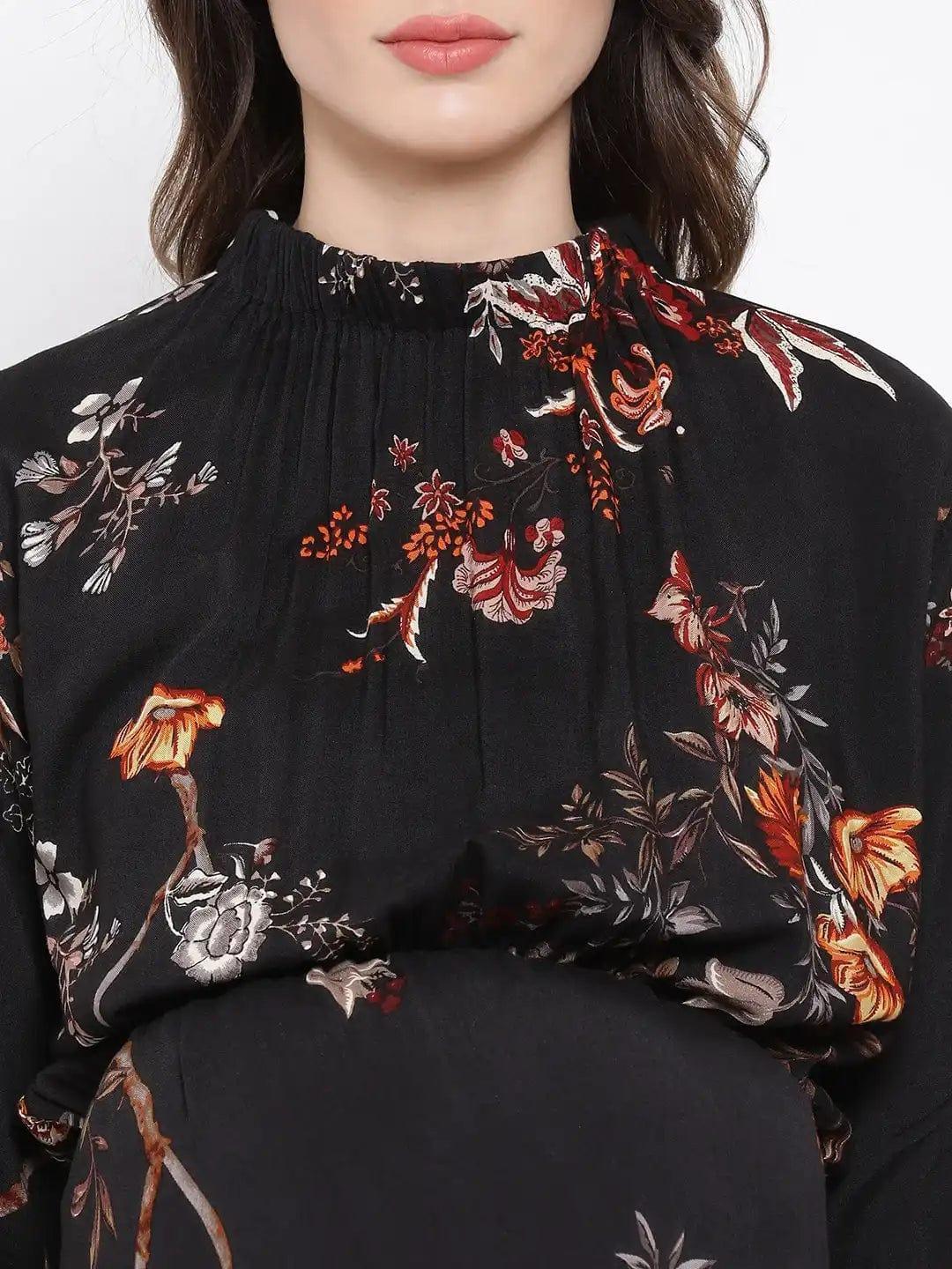 Women's Black Floral Maternity Dress