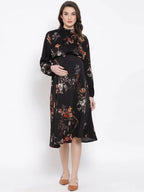 Women's Black Floral Maternity Dress