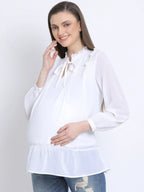 Women White Maternity Top