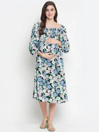 Women's White Floral Print Maternity Dress