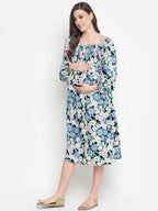 Women's White Floral Print Maternity Dress