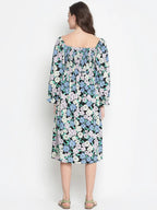 Women's White Floral Print Maternity Dress