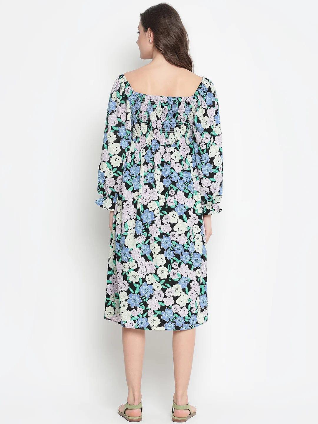 Women's White Floral Print Maternity Dress