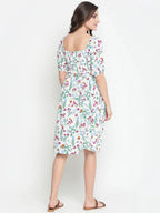 White Floral Print Maternity Dress