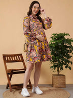 Yellow Tropical Print Maternity Dress