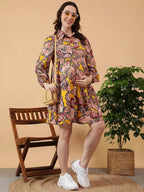 Yellow Tropical Print Maternity Dress