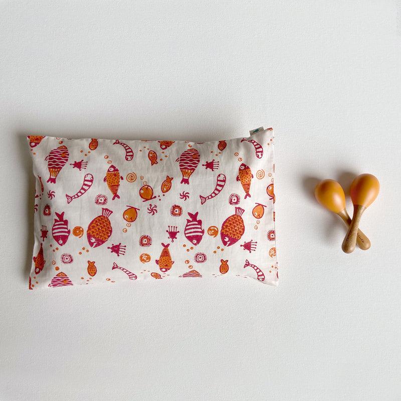 Gift Set - Organic Fish Print Kapok Pillow +  Maracas