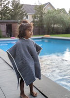 Organic Waffle Hooded Poncho Towel Set - Grey