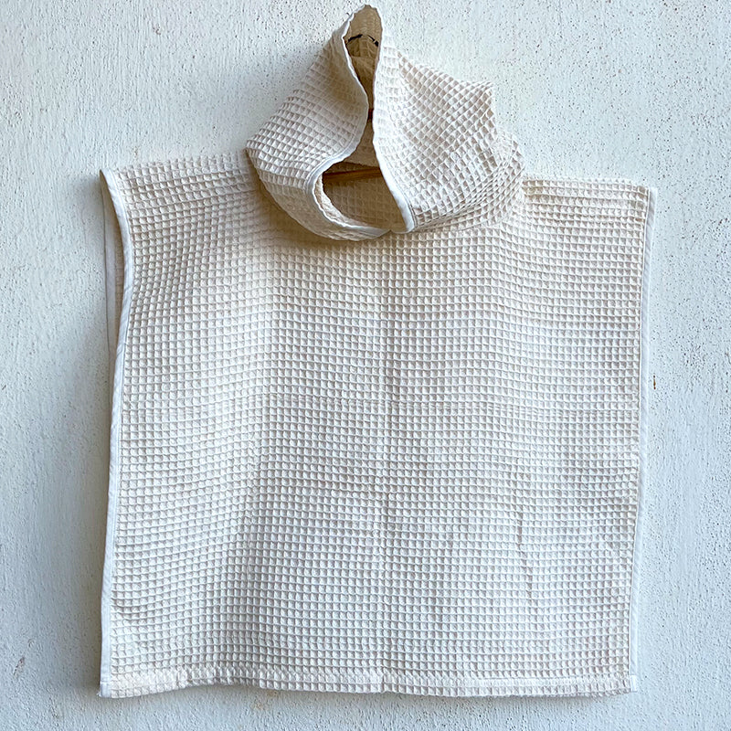 Organic Waffle Hooded Poncho Towel Set - Natural