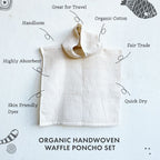 Organic Waffle Hooded Poncho Towel Set - Natural