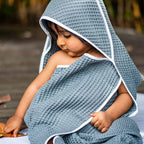 Organic Waffle Hooded Towel Set - Grey