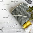 Organic Waffle Hooded Towel Set - Grey