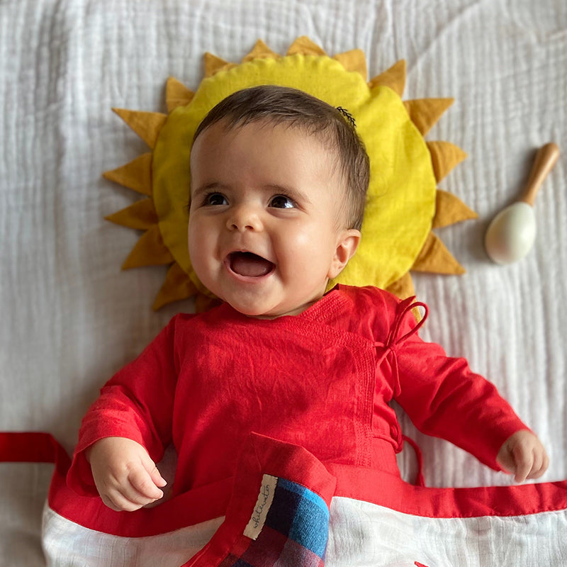 Unisex Organic Red Angrakha  +  White Pants