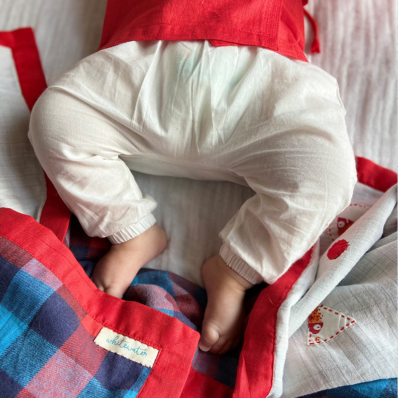 Unisex Organic Red Angrakha  +  White Pants