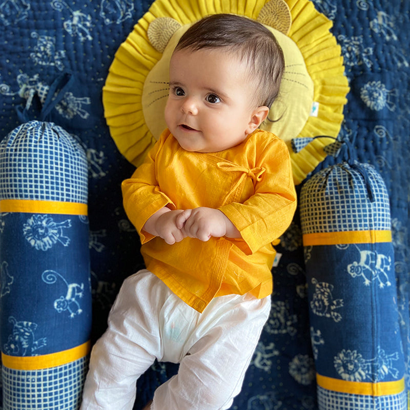 Unisex Organic Yellow Angrakha  +  White Pants
