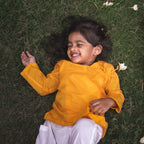 Unisex Organic Yellow Angrakha  +  White Pants