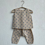 Unisex Organic Indigo Polka Jhabla With Matching Pants