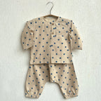 Unisex Organic Indigo Polka Kurta With Matching Pants