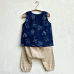 Unisex Organic Indigo Zoo Jhabla With Raidana Pants