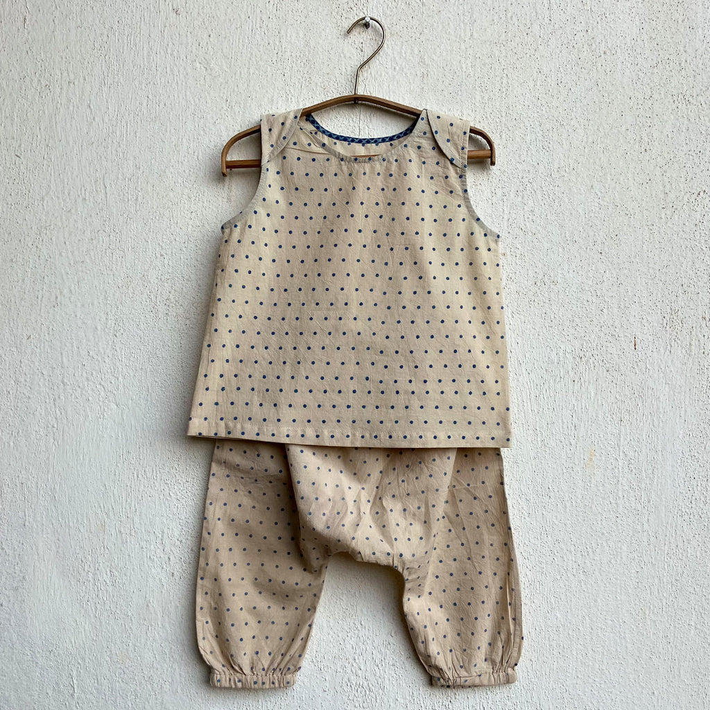 Unisex Organic Indigo Zoo Jhabla Bag - Zoo + Raidana Jhabla With Rai Dana  Pants
