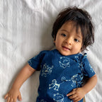 Unisex Organic Zoo Print Indigo Angarakha Top + White Pants