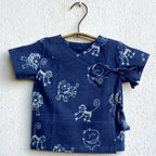 Unisex Organic Zoo Print Indigo Angarakha Top + White Pants