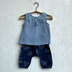 Unisex Organic Zoo Monkey Jhabla With Indigo Zoo Pants