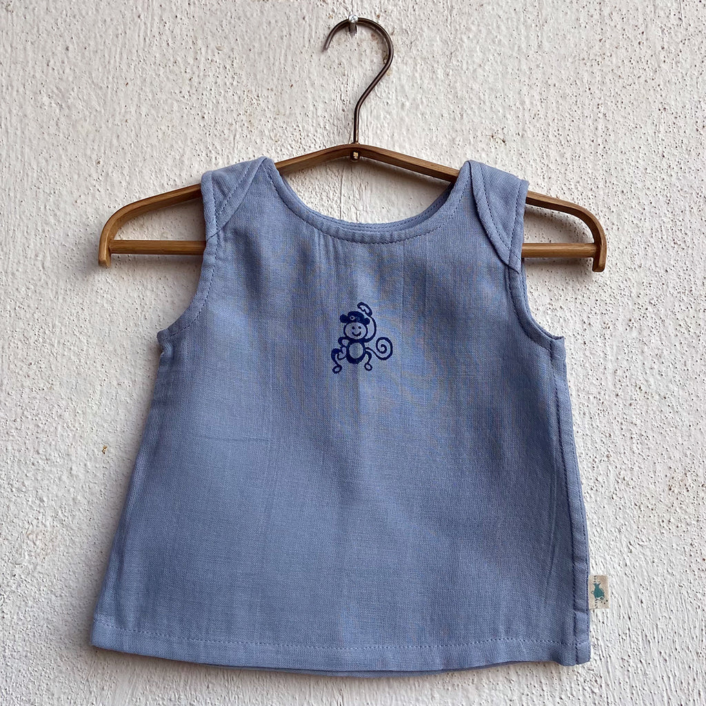 Unisex Organic Zoo Monkey Jhabla With Indigo Zoo Pants