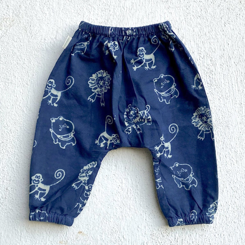Unisex Organic Zoo Monkey Jhabla With Indigo Zoo Pants