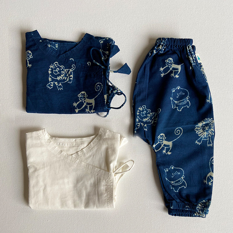 Unisex Organic Indigo Zoo Bag - Zoo And White Angrakha + Zoo Pants