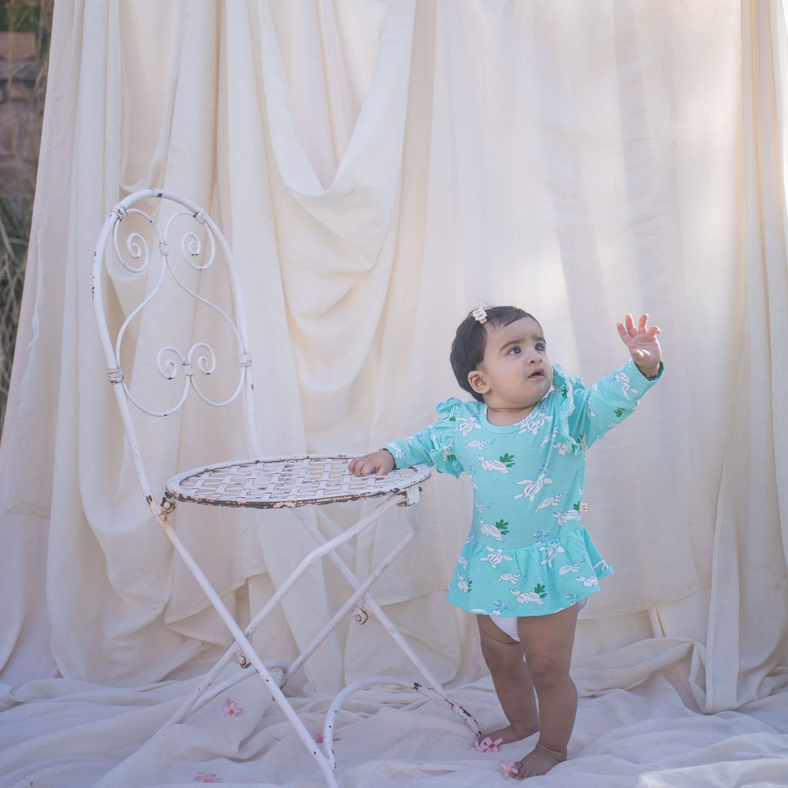 Organic Peplum Onesie (Turtle Print)