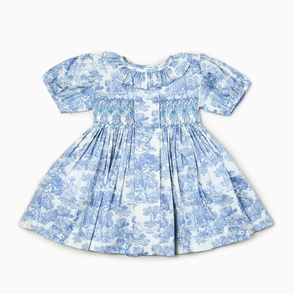 Country Toile Dress in Blue