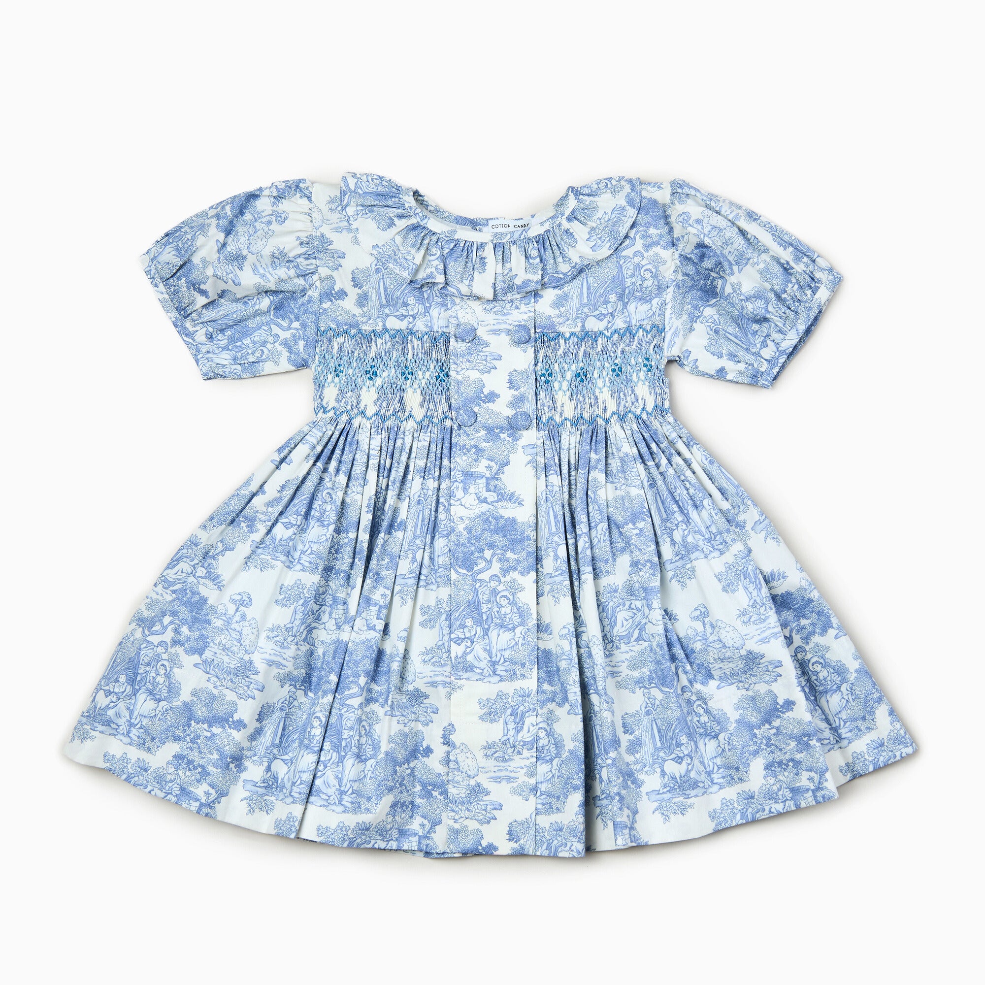 Country Toile Dress in Blue