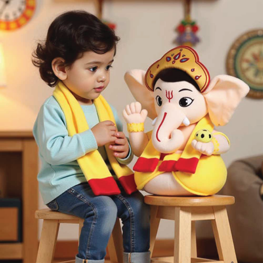 Baby Lord Ganesha Mantra Chanting Musical Soft Plush Toy for Kids (Medium 35 cm)