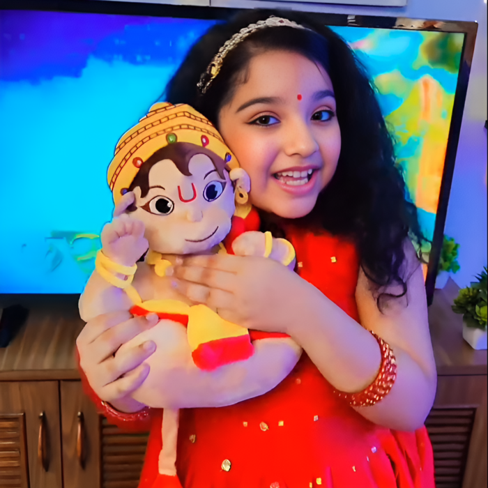 Baby Lord Hanuman Mantra Chanting Musical Soft Plush Toy for Kids (Medium 35 cm)
