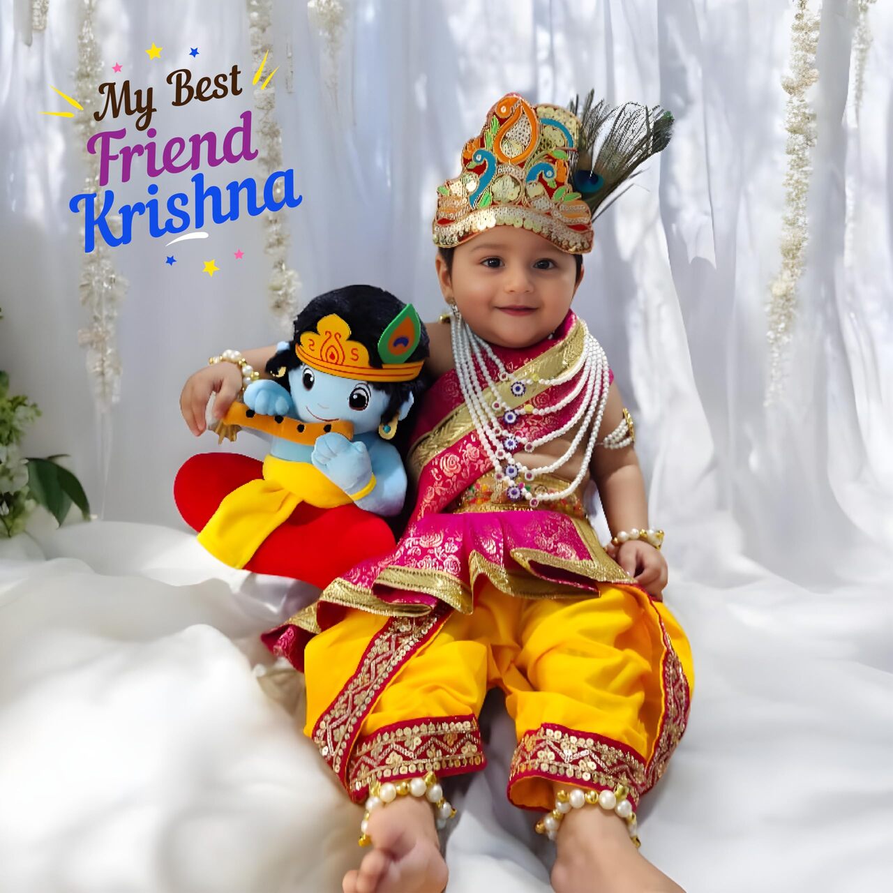 Baby Lord Krishna Mantra Chanting Musical Soft Plush Toy for Kids (Medium 30 cm)