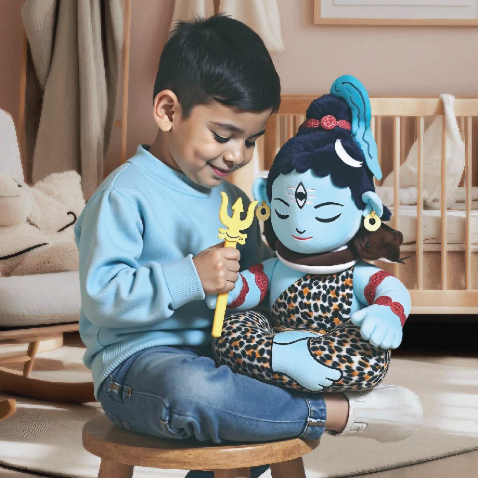 Baby Lord Shiva Mantra Chanting Musical Soft Plush Toy for Kids (Medium 35 cm)