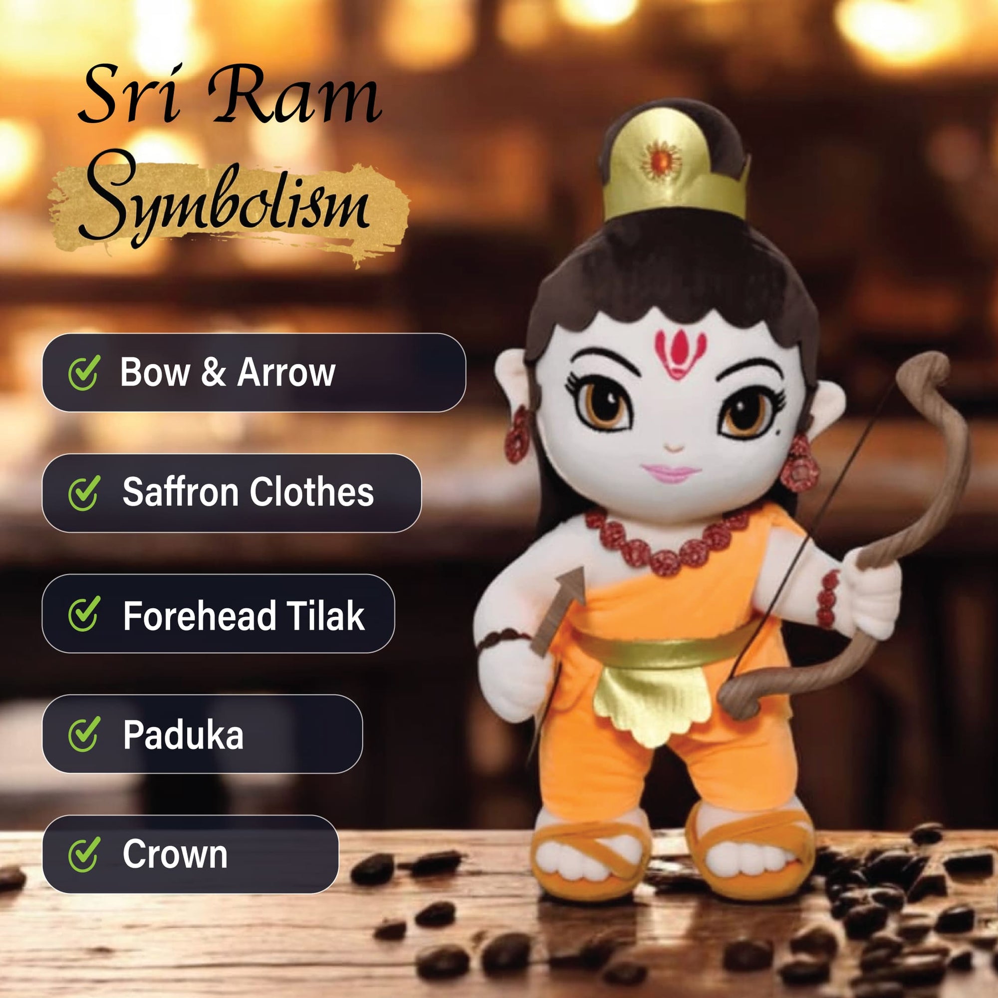 Baby Lord Shri Ram Mantra Chanting Musical Soft Plush Toy for Kids (Medium 35 cm)