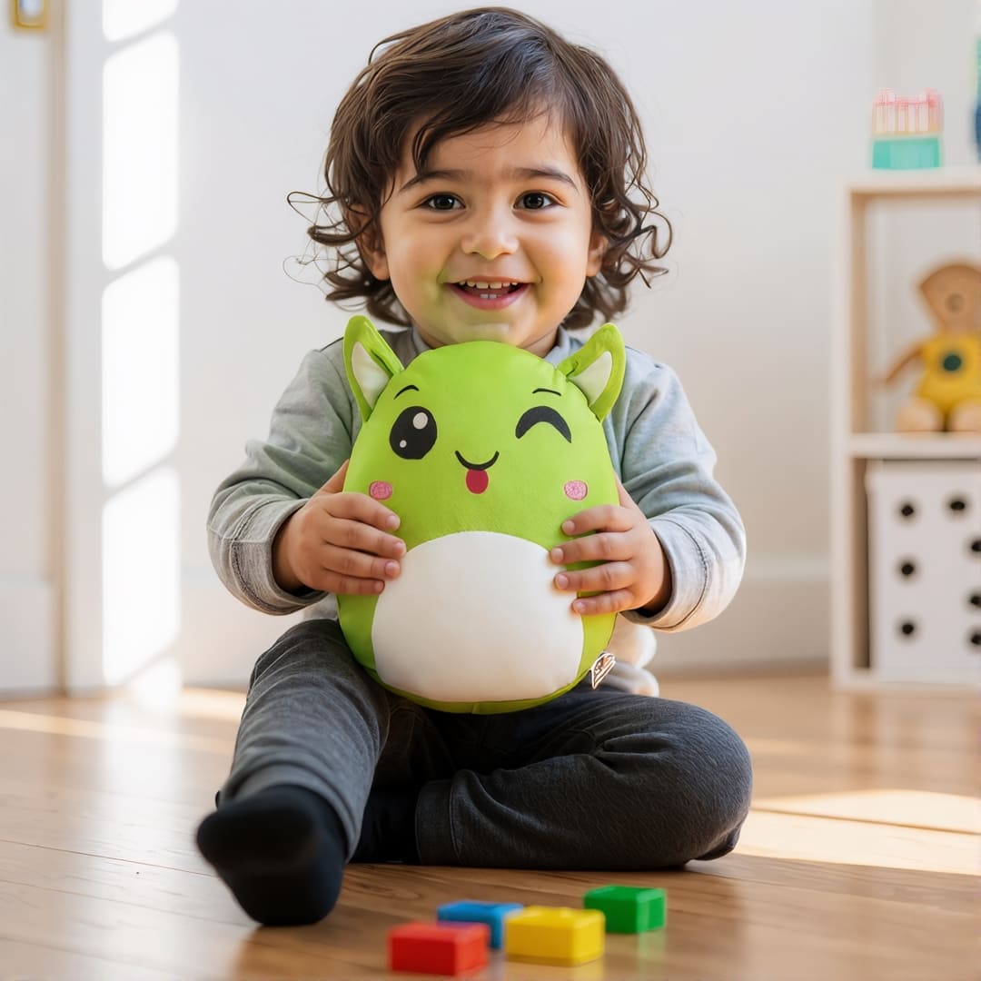 Green Plush Pillow Soft Toy - Vega (Medium 28 cm)