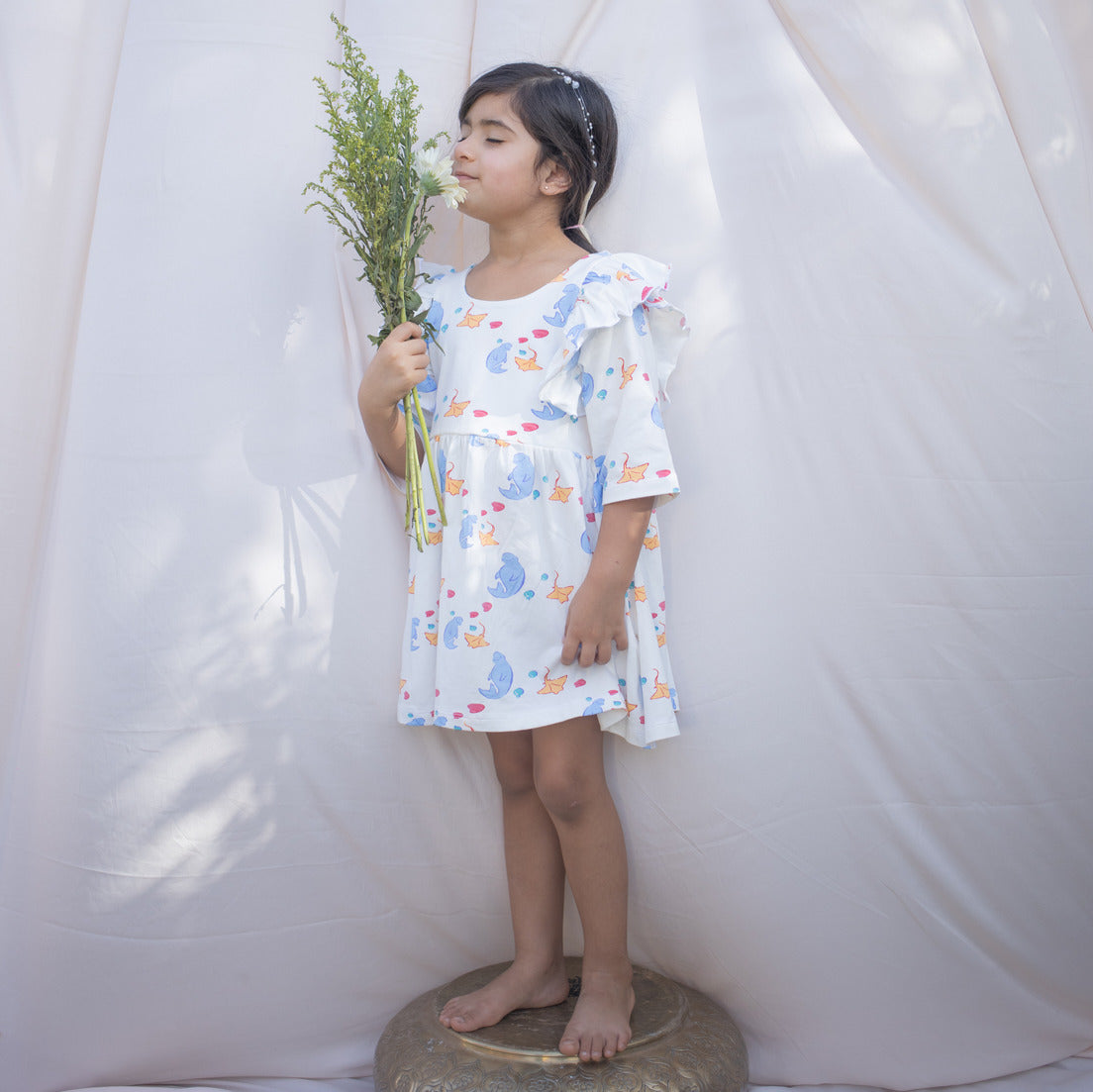 Organic Ruffled Dress (Manta Ray)