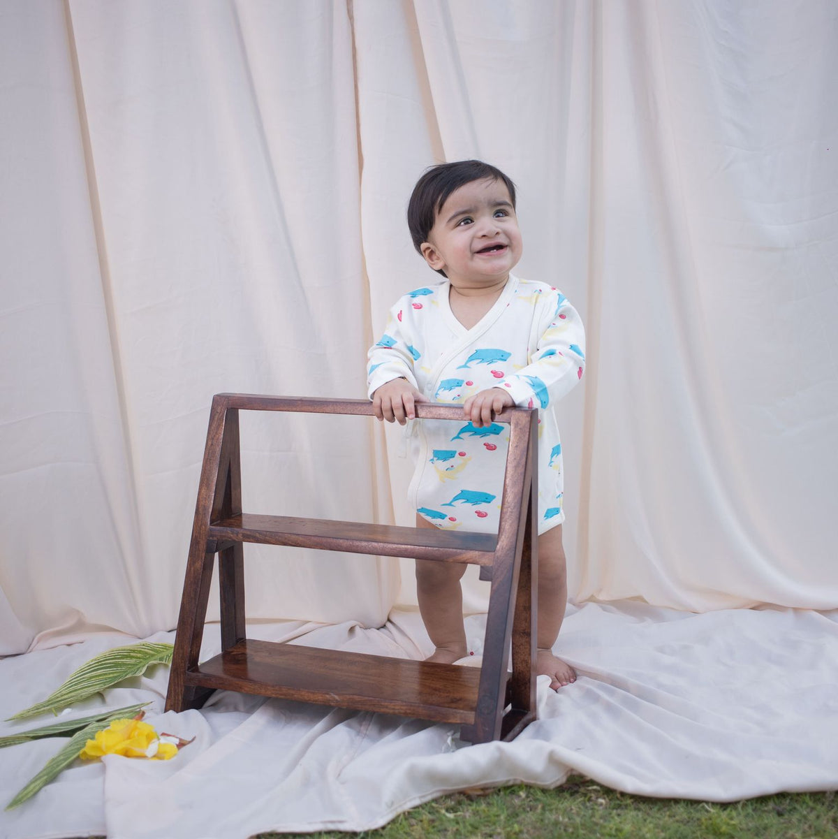 Organic Kimono Onesie (Whale Print)